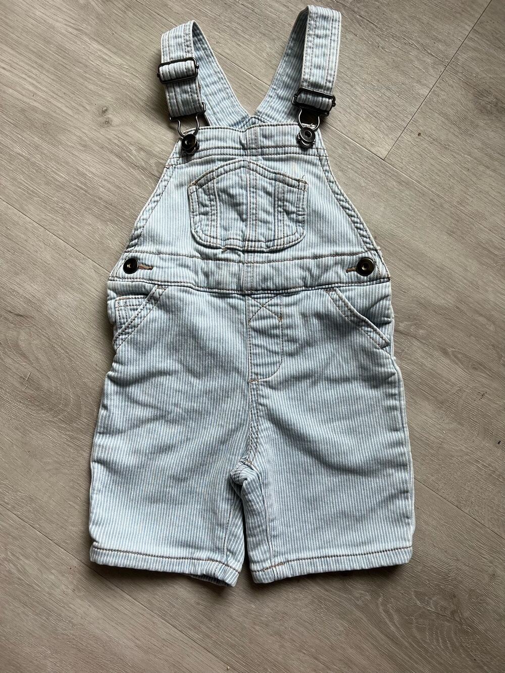 Wonder Nation Toddler Shortalls Overalls Striped Blue White 18 months Summer